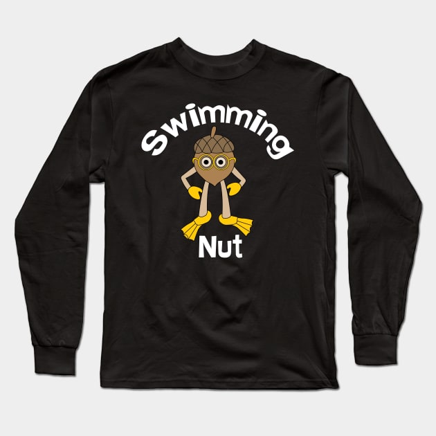 Swimming Nut Text Long Sleeve T-Shirt by Barthol Graphics